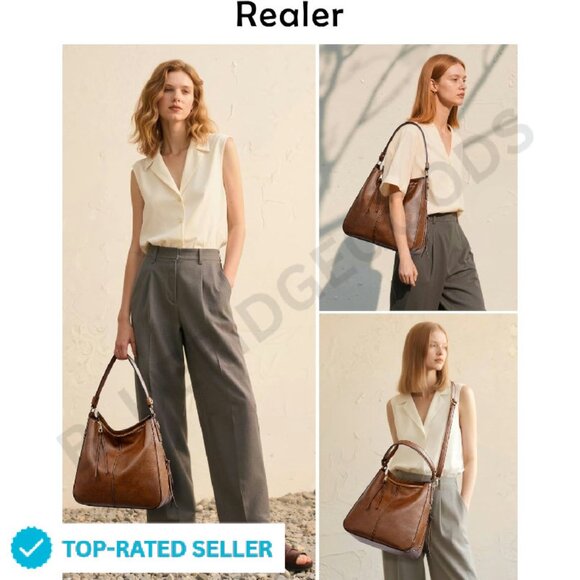 Faux Leather Hobo Crossbody Bag Retro Large Shoulder Purse Designer Style - Picture 3 of 4